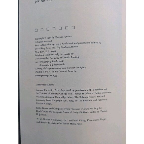 Thomas Pynchon GRAVITY'S RAINBOW First Edition 4th Printing 1973 HC Hardcover - Picture 5 of 16